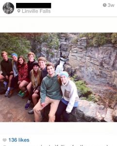 Hikers enjoying the day at Linville Falls. Instagram. November 2014. 